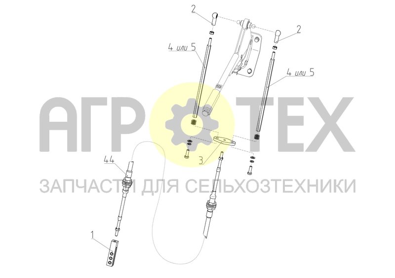 Чертеж Система управления стояночным тормозом (101.04.05.000Ф)